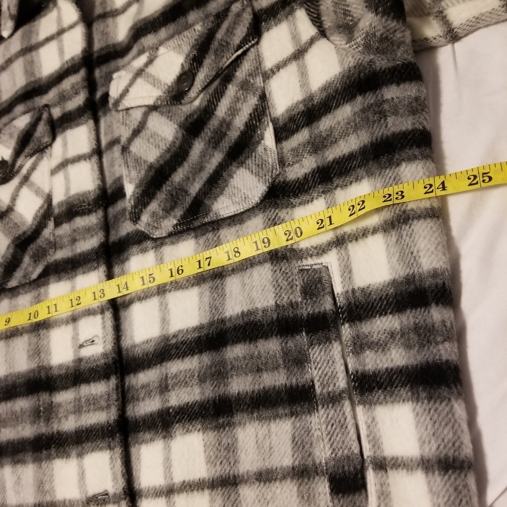 Zara Wool Blend Plaid Overshirt White/Black Size XS - Picture 8 of 13